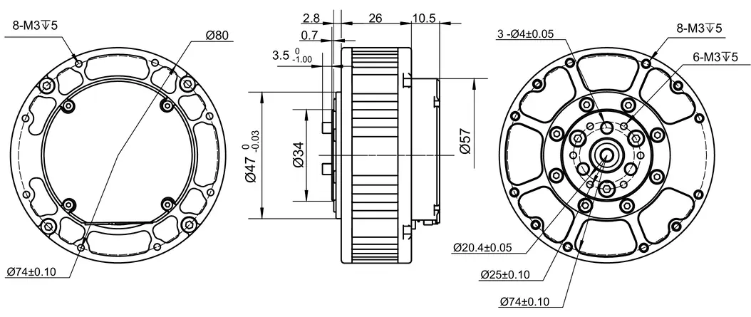 TSL-GIM6010-8 integrated driver robot actuator motor mechanical blueprint