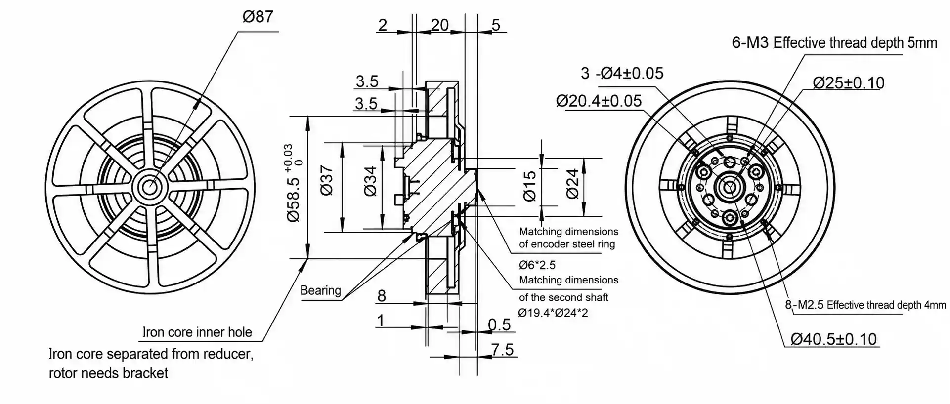TSL-GIM8108-8 frameless robot joint actuator with planetary gearbox