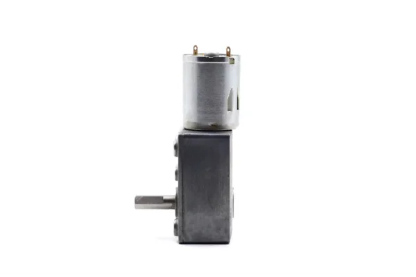 Vertical view of TSL-JGY-4632-370 right angle gear motor showing shaft flat section