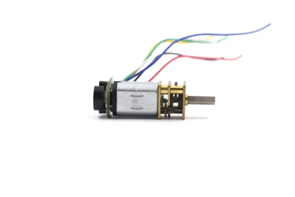 Compact 12mm N20 micro brushed DC gear motor with attached wiring harness