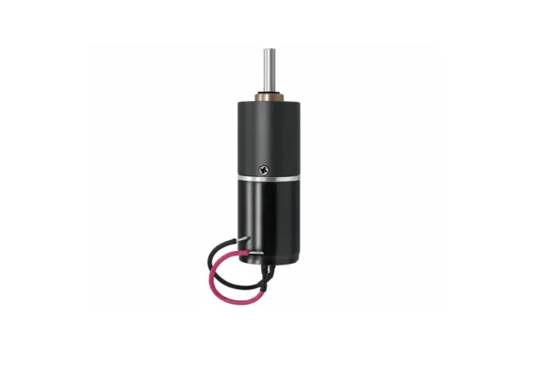 Vertical profile shot of Ø22mm coreless brushed motor with planetary gearbox