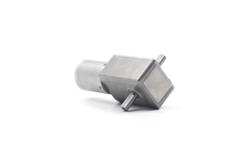 Double Shaft Worm Gear Motor Angle View Perspective side view of Double Shaft Worm Gear Motor TSL-JGY4632-370-D showing dual output shafts
