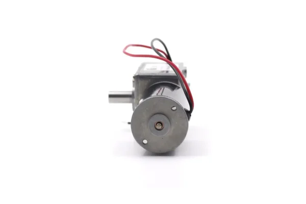 Rear end cap view of 31ZY micro DC motor showing wire terminals and strain relief