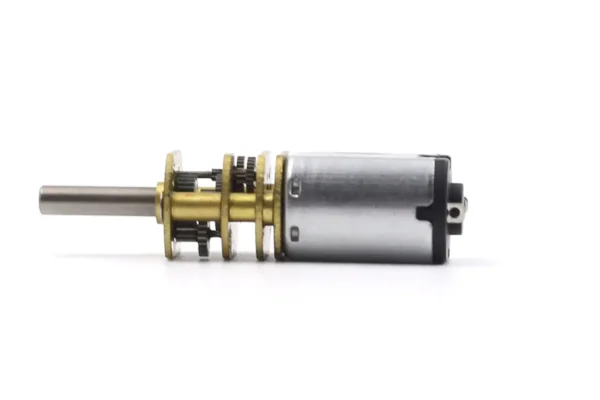 Full side profile view of 10mm M20 micro spur gear motor integrated assembly