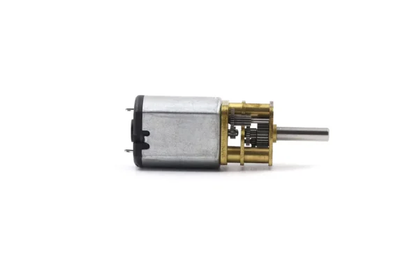 Detailed view of internal brass spur gears on the TSL-GF13-030 miniature gear motor