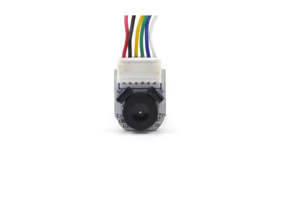 Rear view of N20 DC gear motor showing Hall effect magnetic encoder disk and 6-pin terminal connector