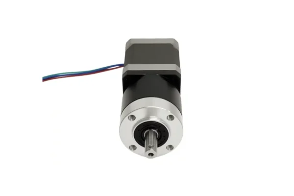 Front flange view of direct lead wire NEMA 17 geared stepper motor