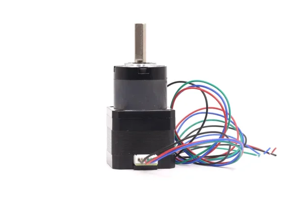 NEMA 17 geared stepper motor connected with 4-color flying lead wires harness