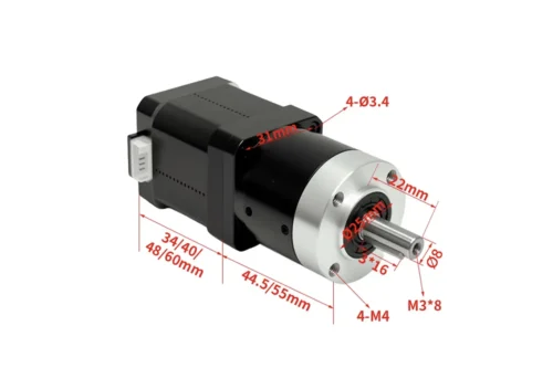 Dimension diagram of plug-in type NEMA 17 planetary geared stepper motor