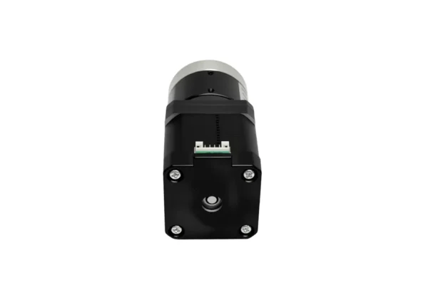Rear view of NEMA 17 stepper motor showing 4-pin plug-in wiring socket