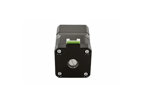 Rear view of NEMA 17 square planetary gear stepper motor with terminal interface