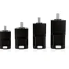 Comparison line-up of four stack lengths for NEMA 17 planetary gear stepper motors