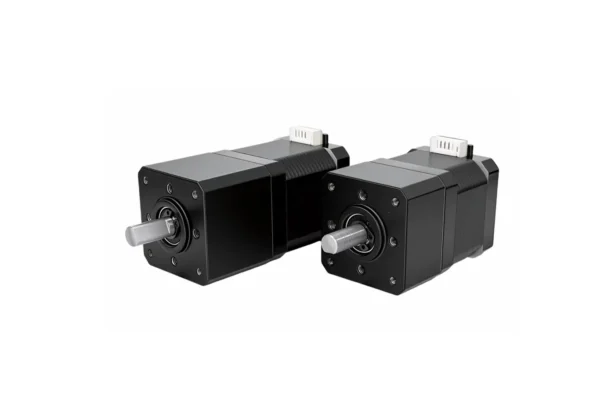 Two NEMA 17 square planetary gear stepper motors TSL-42PFXG-42STH series side by side