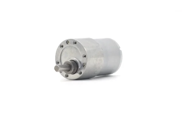 Front face perspective of TSL-JGB37-3530 37mm metal gearbox displaying 6xM3 mounting hole pattern