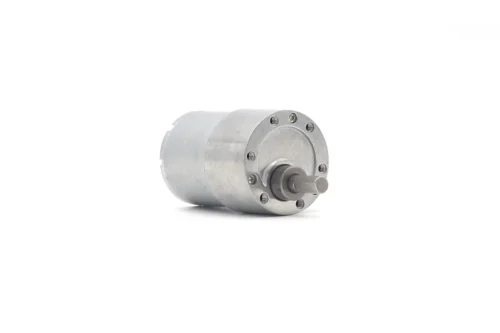 TSL-JGB37-3530 metal gear DC motor showing 37mm gearbox face and D-cut output shaft