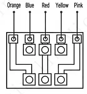 Color-coded wiring pinout diagram for 12v geared stepper motor