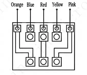 Internal schematic circuit and terminal wiring diagram of 24BYJ48 12V stepper motor
