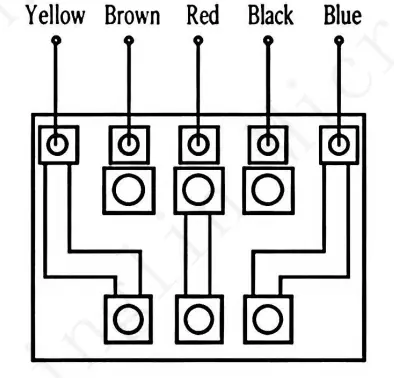 24BYJ48 5V DC 4-phase 5-wire stepper motor internal coil schematic and PCB terminal wiring layout