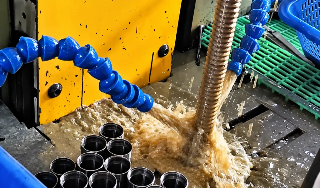 Internal ring gear broaching process with cutting fluid for TSL planetary motor