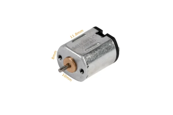 Dimension-marked view of the TSL-RFF-M10VAB M10 DC motor illustrating its 10mm width and 11.8mm length.