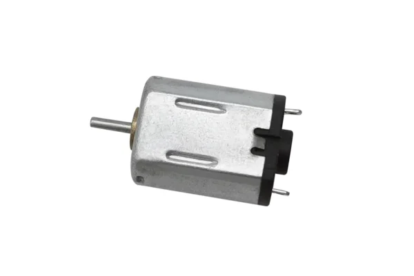 Side profile view of the TSL-RFF-M10VAB brushed M10 DC motor emphasizing its slim profile and metal casing